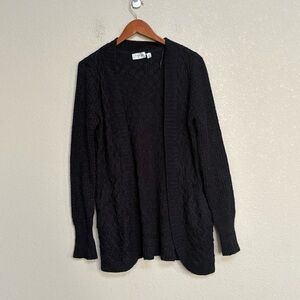 RD Style Women’s Black Cable Knit Open Front Cardigan Sweater Large